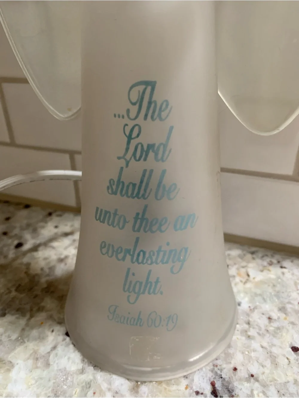 AVON Angel Frosted Glass Angel Night Light. Isaiah 60:19 Verse.  - White